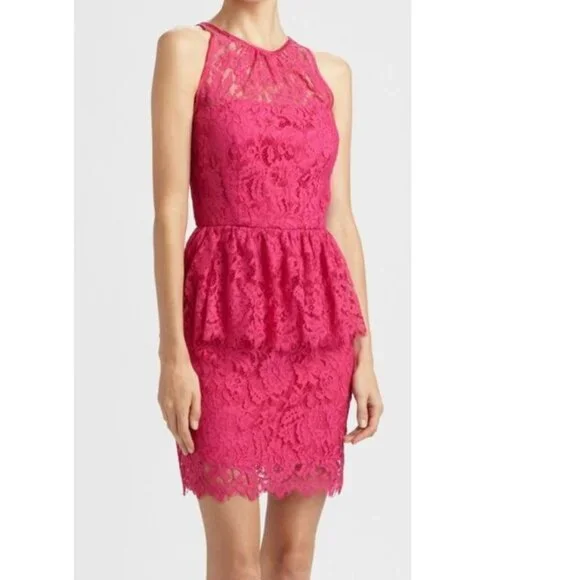 chinese dress ladies Kait Tile Lace Dress in Red|MILLY in Red main image 1